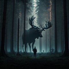 moose in the woods Generative AI