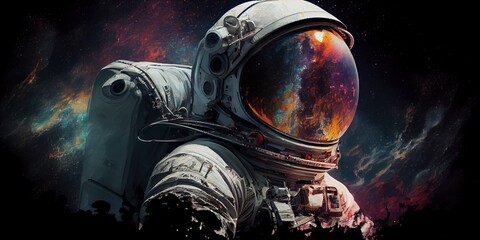 Obraz na płótnie Canvas Astronaut in the outer space. Spaceman. Generative AI 