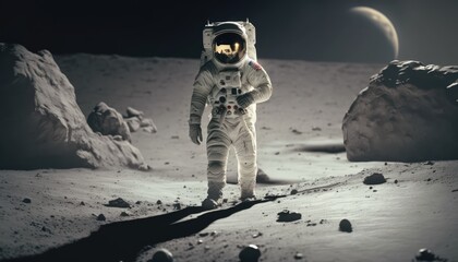 Astronaut and astronauts  exploring planets in outer space, made with generated ai