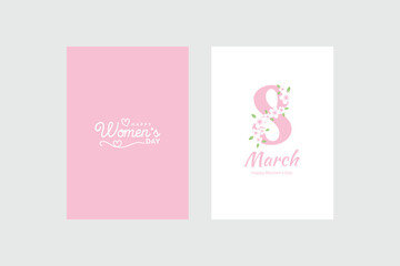Happy Woman's Day 8 March. Template for advertising, online advertising, social networks and fashion advertising. Flower Poster, Flyer, Brochure Flat Vector