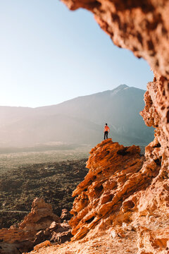 Hiker standing in&acirc;&euro;&nbsp;El&acirc;&euro;&nbsp;Teide&acirc;&euro;&nbsp;National Park, Tenerife, Canary Islands, Spain