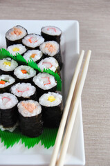 Fresh Sushi Rolls serve on White Plate