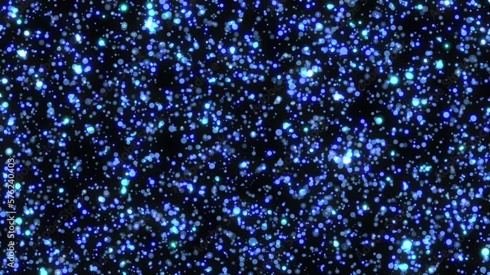 Wall mural shiny blue stars and particles twinkle quickly. abstract loopable background at 60fps.