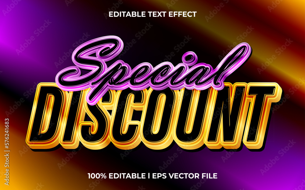 Poster special discount 3d text effect and editable text, template 3d style use for business tittle