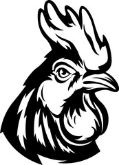 Fototapeta premium Head of rooster. Cock abstract character illustration. Graphic logo designs template for emblem. Image of portrait for company use