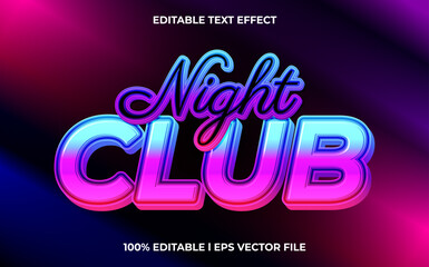 Night club 3d text effect and editable text, template 3d style use for business tittle