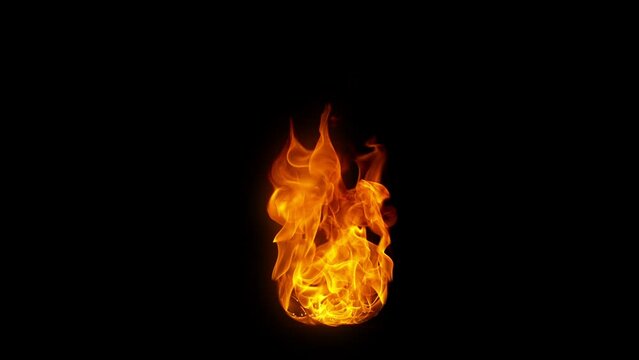 Super Slow Motion Shot of Real Fire Flame Isolated on Black Background at 1000fps.