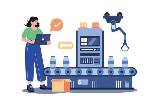 Production Line Illustration concept ction white background