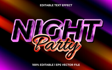 Night party 3d text effect and editable text, template 3d style use for business tittle