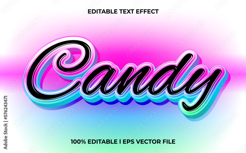 Aufkleber candy 3d text effect and editable text, template 3d style use for business tittle