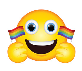 Rainbow flag emoji vector illustration. Pride month emoticon, element, sign, symbol