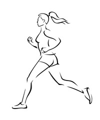 Female Jogging Fitness Exercise Line Art