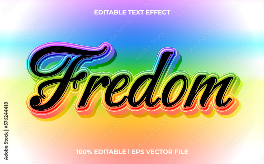 Poster fredom 3d text effect and editable text, template 3d style use for business tittle