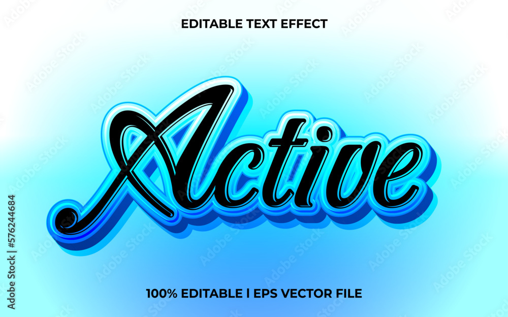 Poster active 3d text effect and editable text, template 3d style use for tittle
