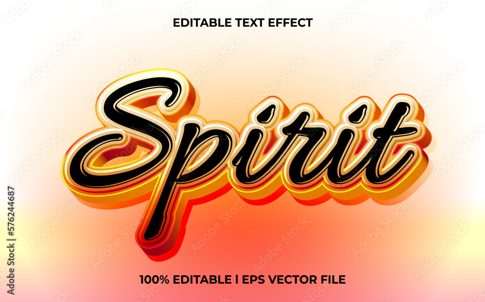 Poster spirit 3d text effect and editable text, template 3d style use for business tittle