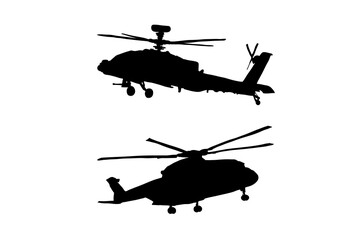 Set of silhouettes of helicopters version 2 vector design