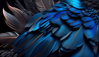 blue and black jay feathers, generative ai