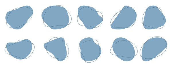 Collection of irregular round blots forming graphic elements in pastel colors