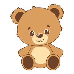 Cute little bear. Vector cartoon illustration, isolated on a white background. Scandinavian style flat design. Concept for children print.	