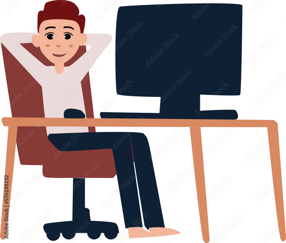 Aufkleber a man is sitting in front of a computer, leaning back in his chair. his eyes are focused on the scre