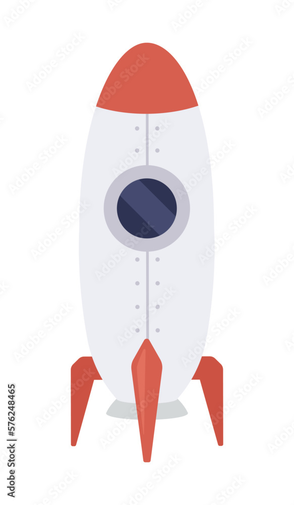 Poster space rocket ready to launch semi flat color vector object. launch startup. editable element. full s