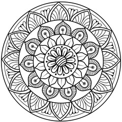 Geometric mandala pattern black and white colors