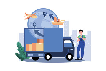 Global Delivery Illustration concept on white background