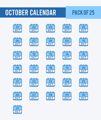 25 October Calendar. Two Color icons Pack. vector illustration.