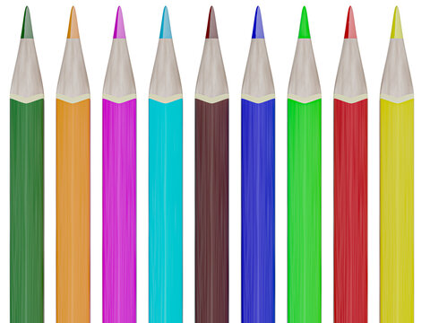 9 colorful pencils isolated. Drawing concept. png transparent