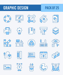 25 Graphic Design. Two Color icons Pack. vector illustration.