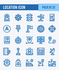 Obraz na płótnie Canvas 25 Location. Two Color icons Pack. vector illustration.