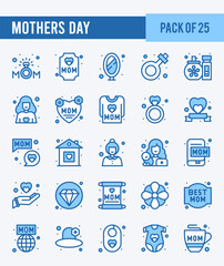 25 Mothers day. Two Color icons Pack. vector illustration.