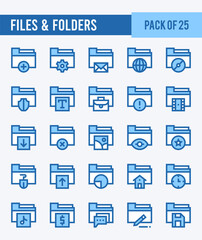 25 Files and Folders. Two Color icons Pack. vector illustration.