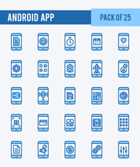 25 Android App. Two Color icons Pack. vector illustration.