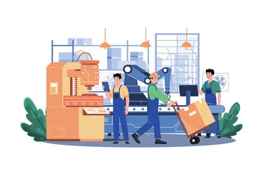 Factory production Illustration concept on white background