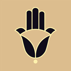 Illustration of a hamsa hand symbol. Hand of Fatima religious. Decorative pattern.