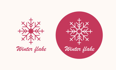 Snowflake collection logo. Snowflake set on isolated background. Christmas red icon. Vector illustration.