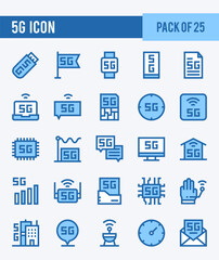 25 5G. Two Color icons Pack. vector illustration.