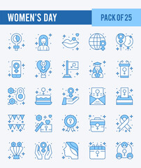 25 Women's Day. Two Color icons Pack. vector illustration.