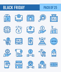 25 Black Friday. Two Color icons Pack. vector illustration.
