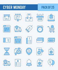 25 Cyber Monday. Two Color icons Pack. vector illustration.