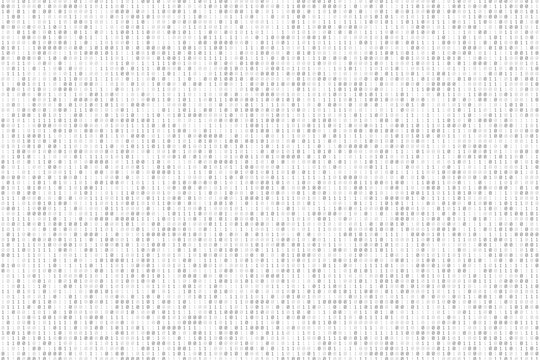 Gray Digital Data Matrix Of Binary Code Numbers Isolated On A White Background. Technology, Coding, Or Big Data Concept. Vector Illustration