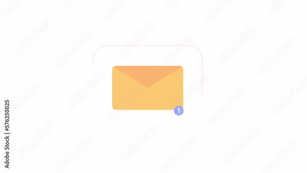 Poster animated speech bubble with envelope. flat cartoon style icon 4k video footage. you have got new tex