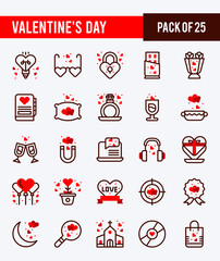 25 Valentine's Day. Two Color icons Pack. vector illustration.