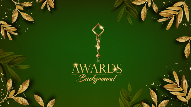 Green and Golden Award Background. Modern Abstract Design. Anniversary Award Ceremony. Bollywood Style Invitation Card. Texture and Pattern Wallpaper. Marriage Cover Design. Birthday Post Collection.