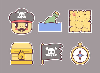 vector pirate collection. illustration stickers and icon