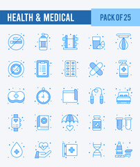 25 Health and Medical. Two Color icons Pack. vector illustration.