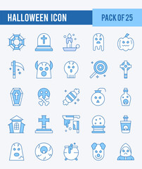 25 Halloween. Two Color icons Pack. vector illustration.
