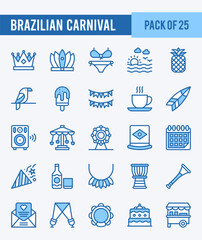 25 Brazilian Carnival. Two Color icons Pack. vector illustration.