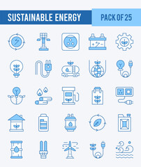 25 Sustainable energy. Two Color icons Pack. vector illustration